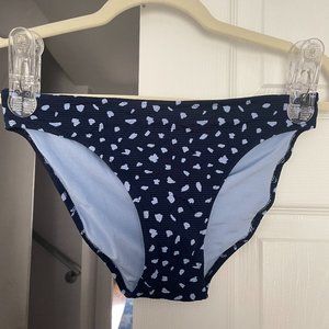 NWT Aerie Pique Bikini Bottom in Navy and Light Blue Polka Dot, sz Small